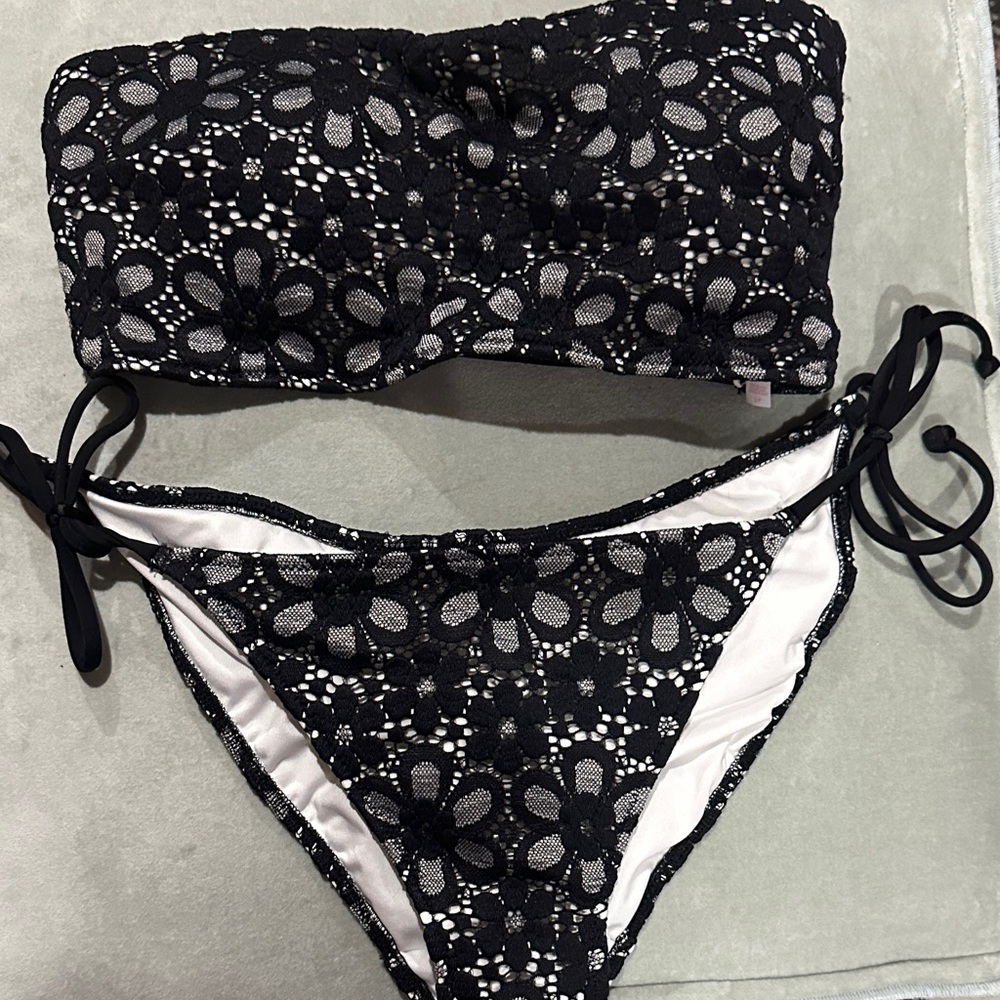 Victoria's Secret Black and White Floral Bikini Set